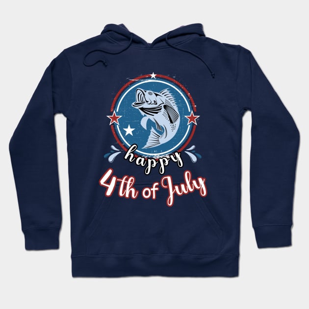Happy 4Th of July Funny Fish Retro Hoodie by Cute Pets Graphically